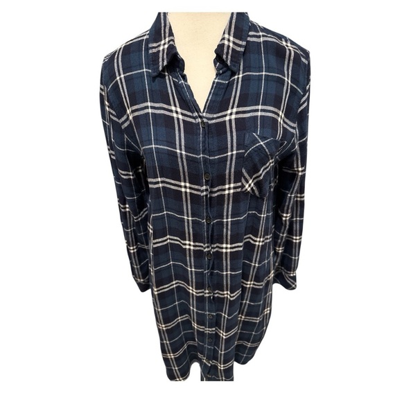 Rails Bianca Tartan Shirt Dress Petrol Blue Spruce White Sz M - Picture 6 of 10